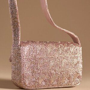 Anthropologie Pink Beaded Fiona Shoulder Bag